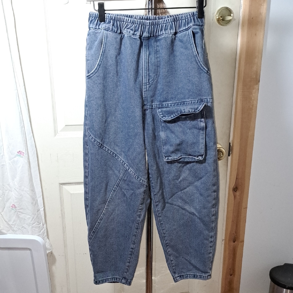 Stylish Blue Denim Cargo Pants